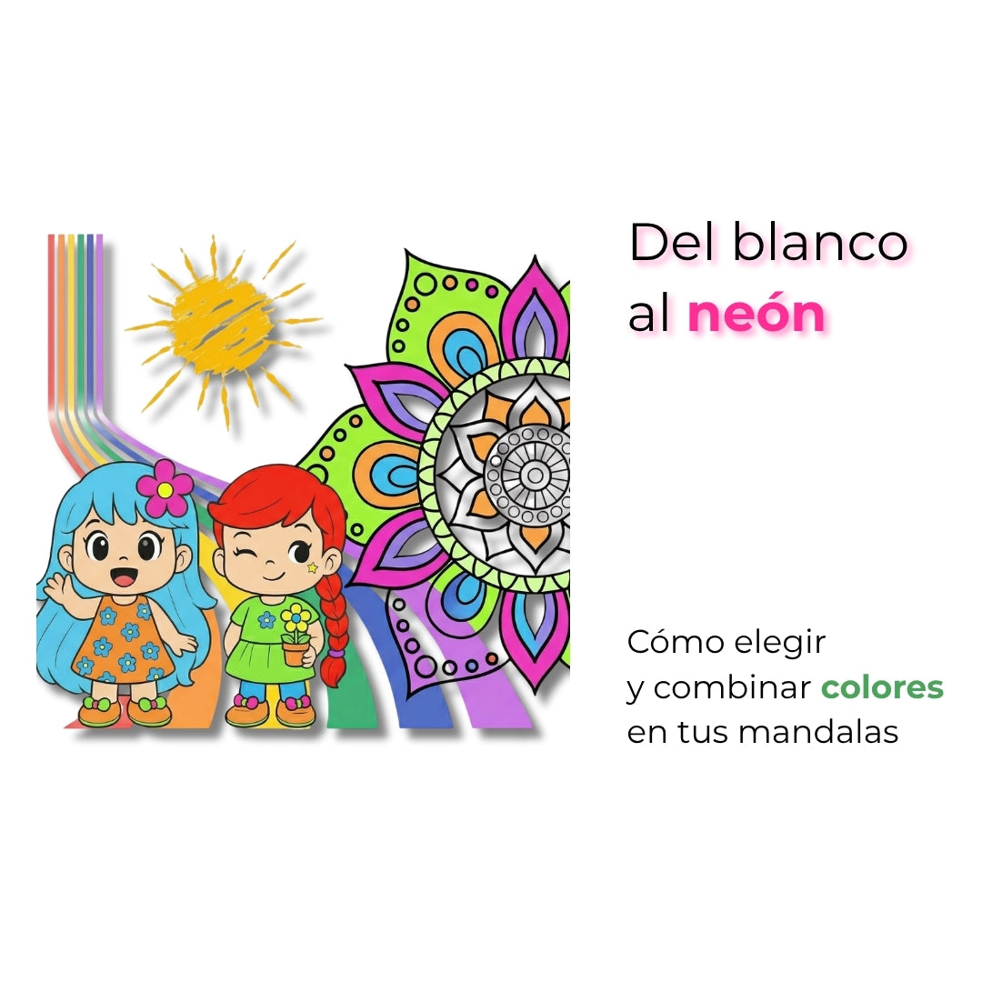Del blanco al neón: cómo elegir y combinar colores en tus mandalas
