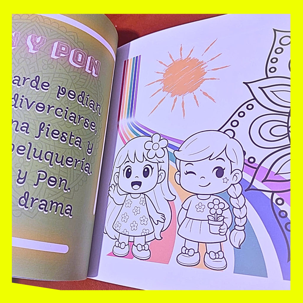 Mandala de Pin y Pon con arco iris