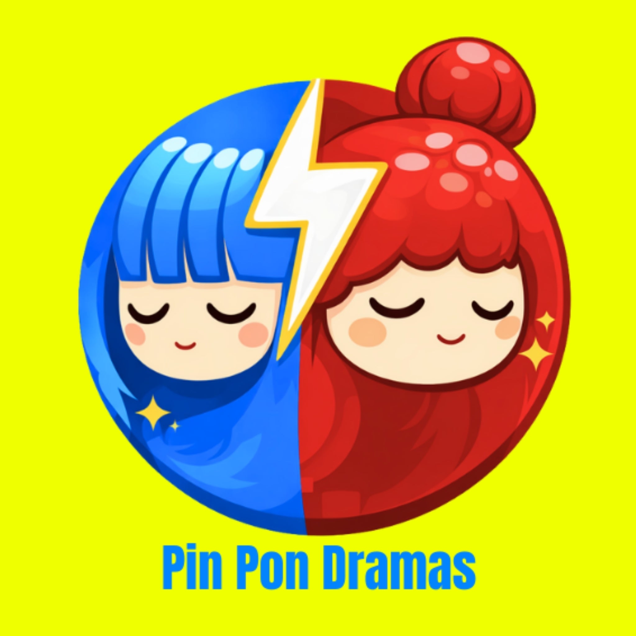 Logo Pinpondramas con fondo amarillo neón