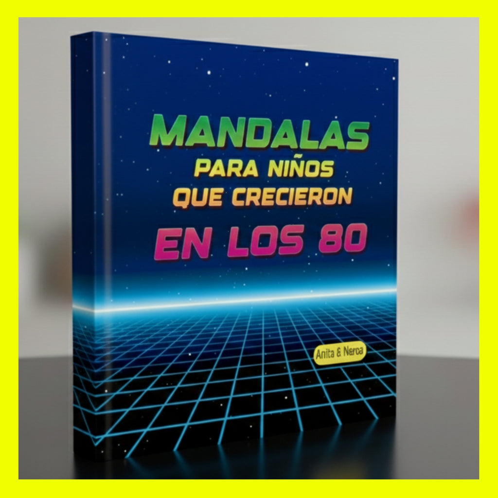 Portada con IA del libro de Mandalas para niños que crecieron en los 80